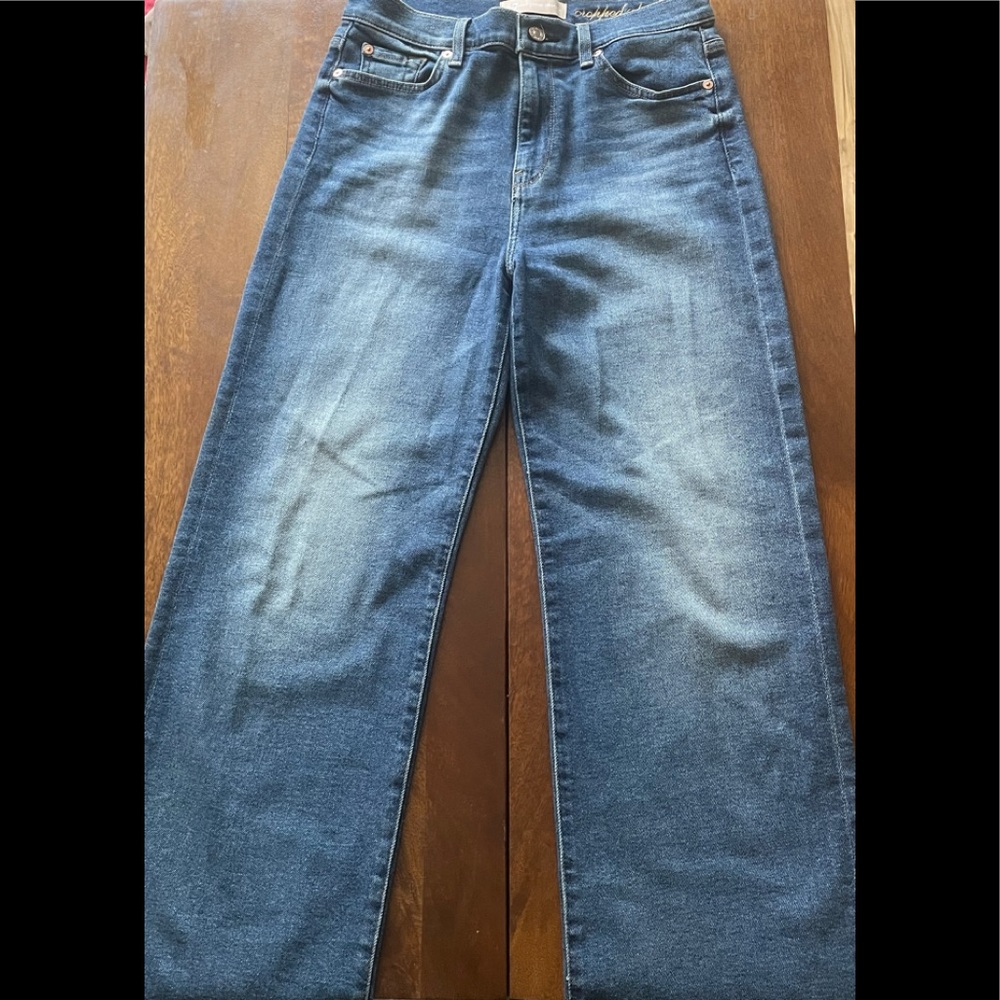 7 ALEXA FRAYED HIGH WAIST CROP WIDE LEG JEANS